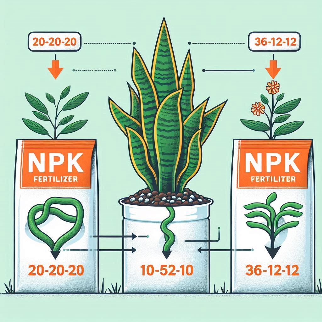 اینفوگرافیک انواع کود NPK برای سانسوریا با اثرات متفاوت بر رشد برگ، ریشه و گلدهی