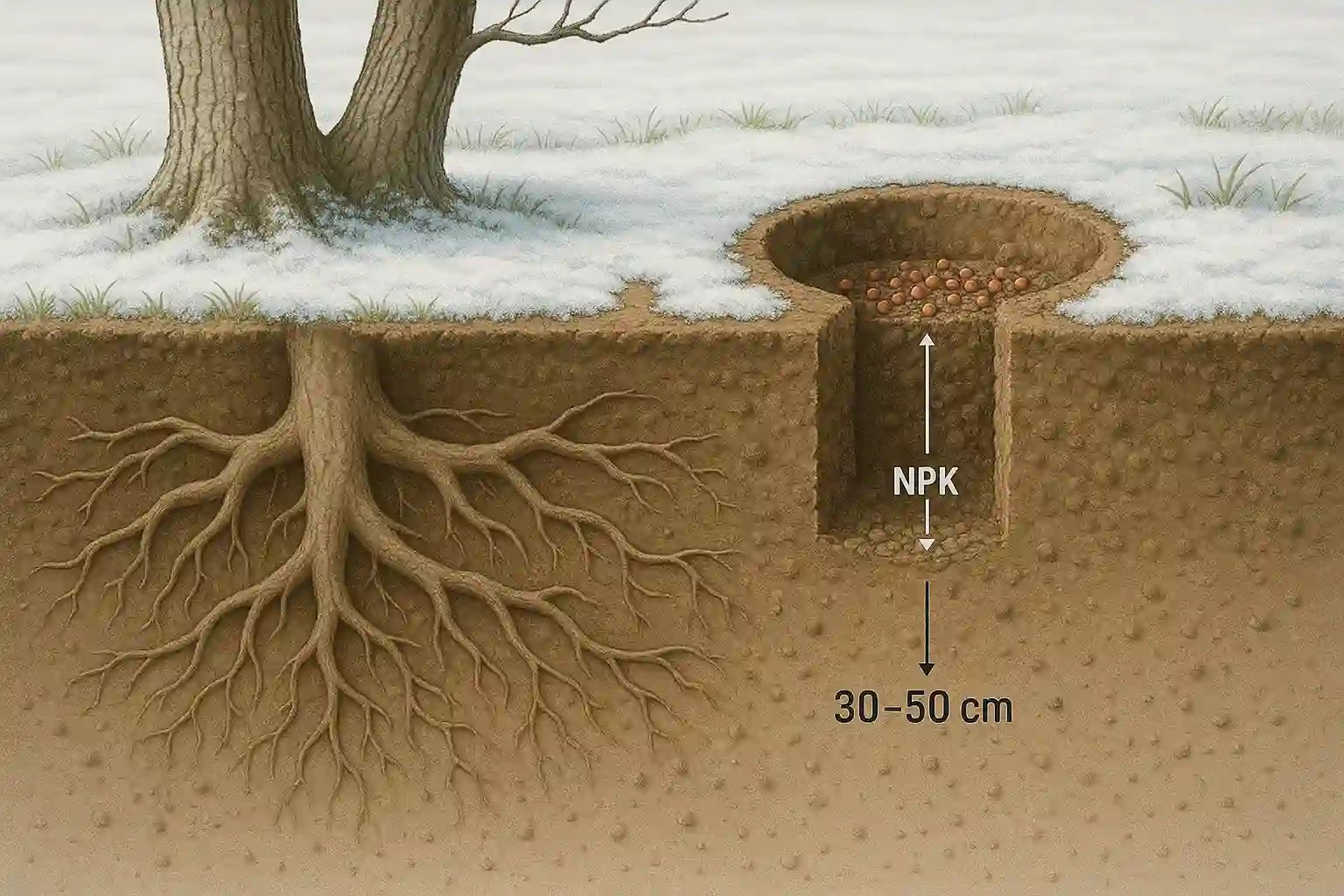 مراحل عملی اجرای چالکود زمستانه در باغ‌های میوه