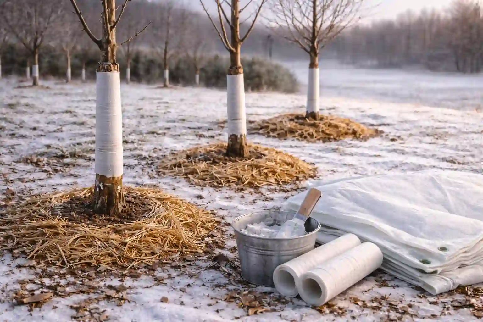 ۲۰ روش عملی و دقیق برای جلوگیری از سرمازدگی درختان در زمستان