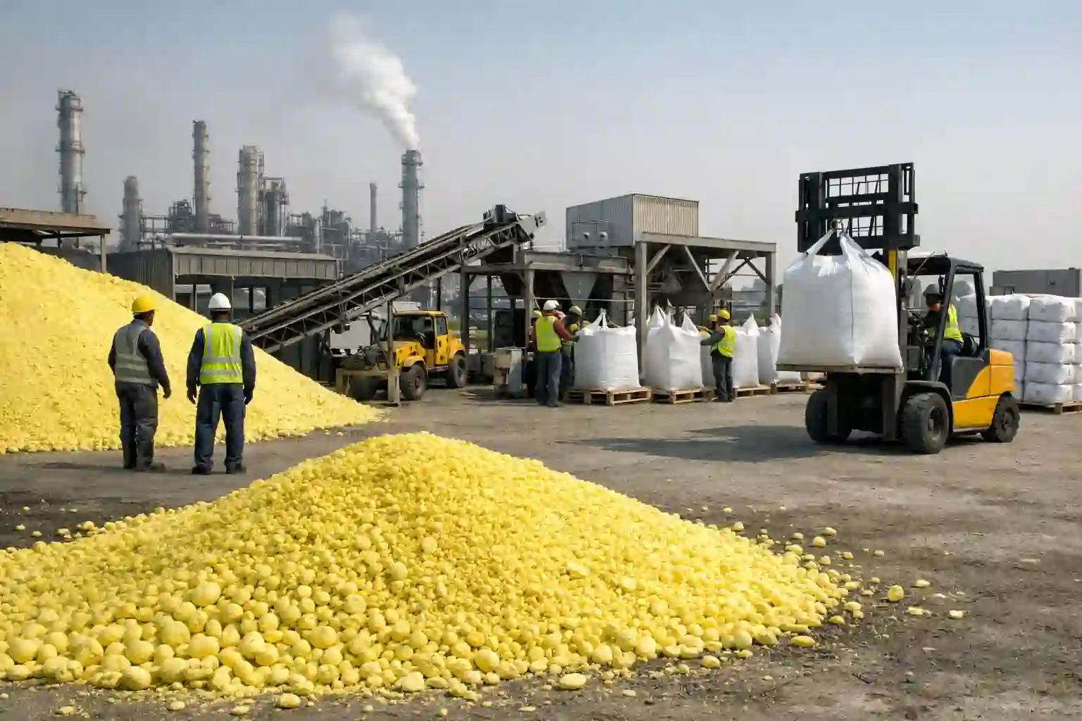 خدمات کیسه گیری و بسته بندی گوگرد گرانوله برای خریداران گوگرد فله