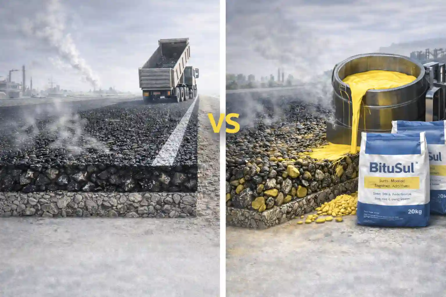 مقایسه فنی آسفالت معمولی و آسفالت گوگردی با BituSul