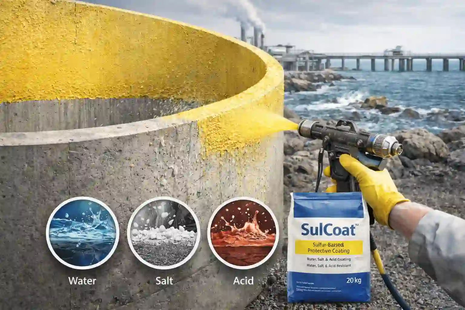پوشش گوگردی SulCoat؛ عایق رطوبت، نمک و اسید