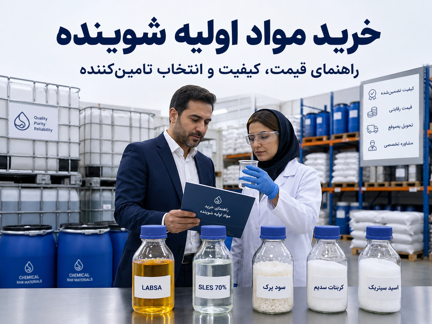 خرید مواد اولیه شوینده | راهنمای کامل خرید عمده مواد شیمیایی شوینده