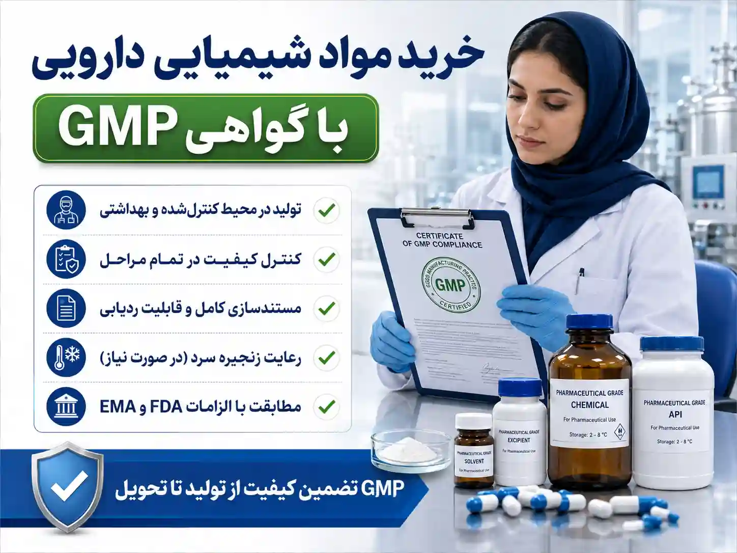 GMP در خرید مواد شیمیایی دارویی — معنا، الزامات و نحوه تایید