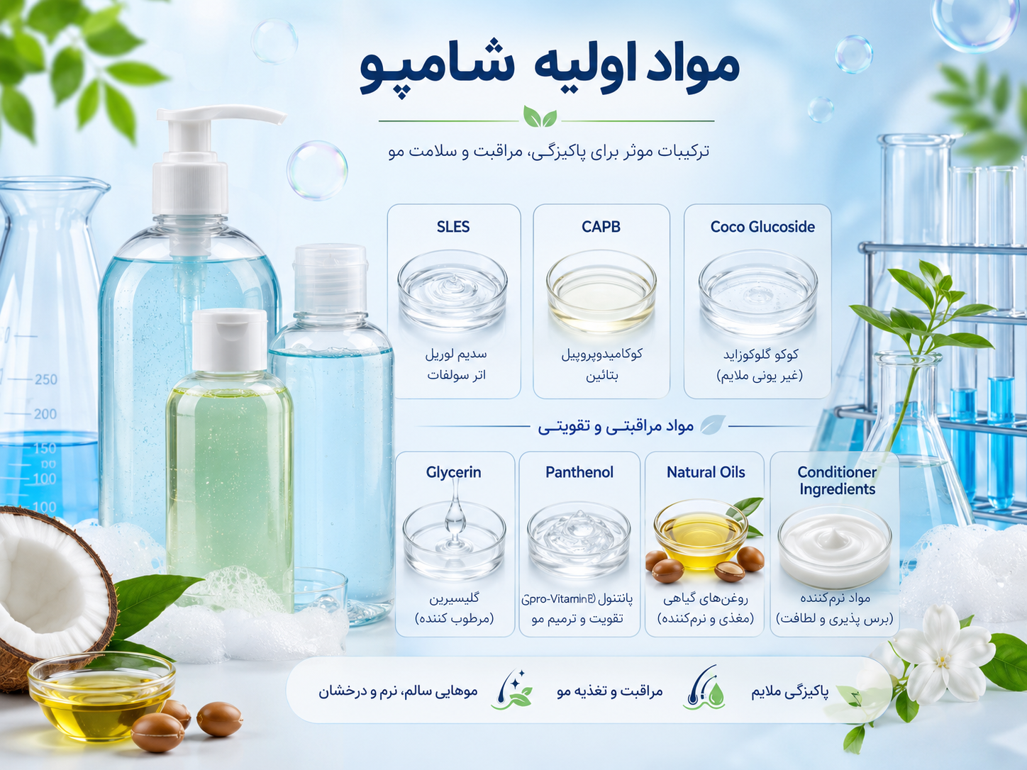 مواد اولیه تولید شامپو و نرم‌ کننده