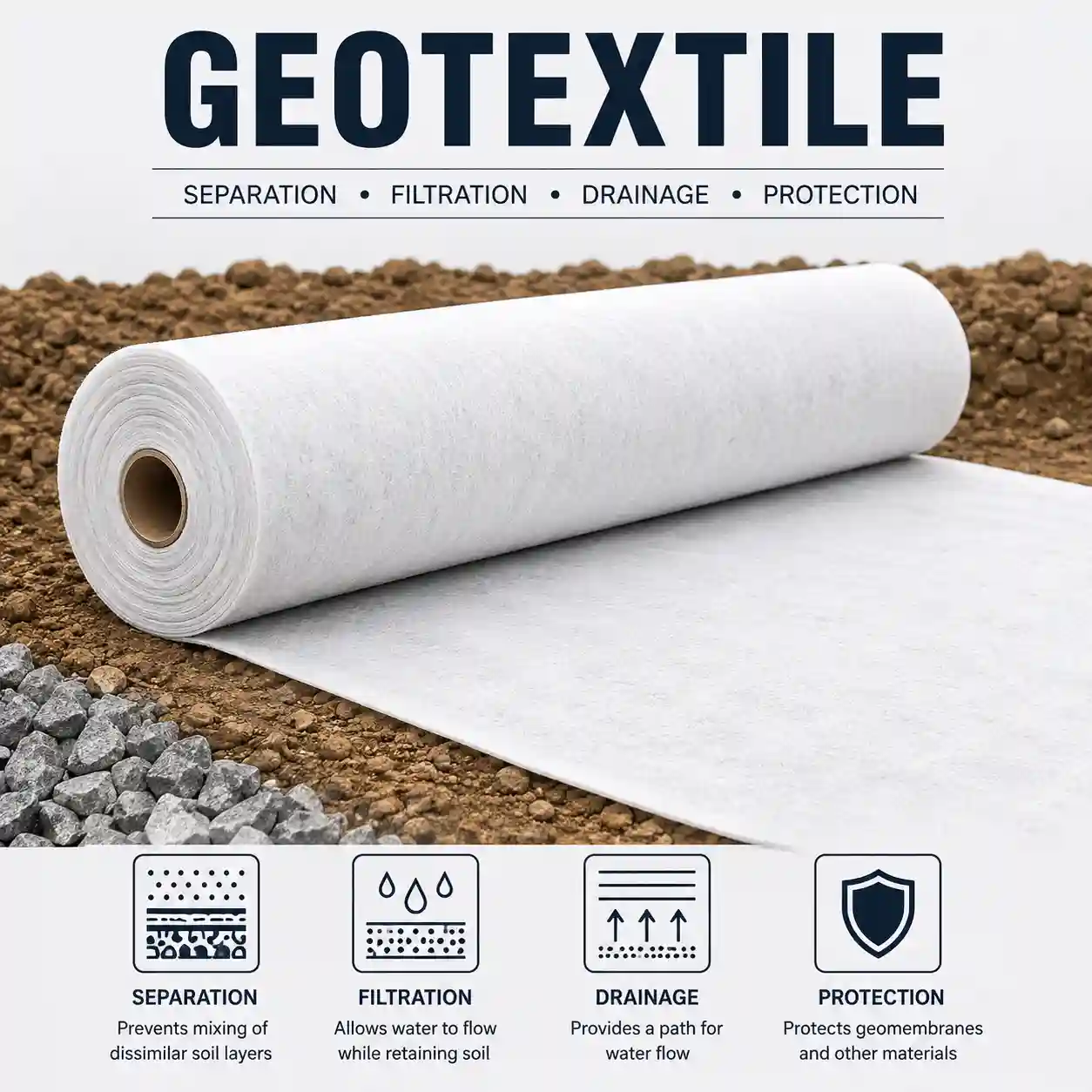ژئوتکستایل (Geotextile) | فیلتراسیون، جداسازی و زهکشی در پروژههای عمرانی