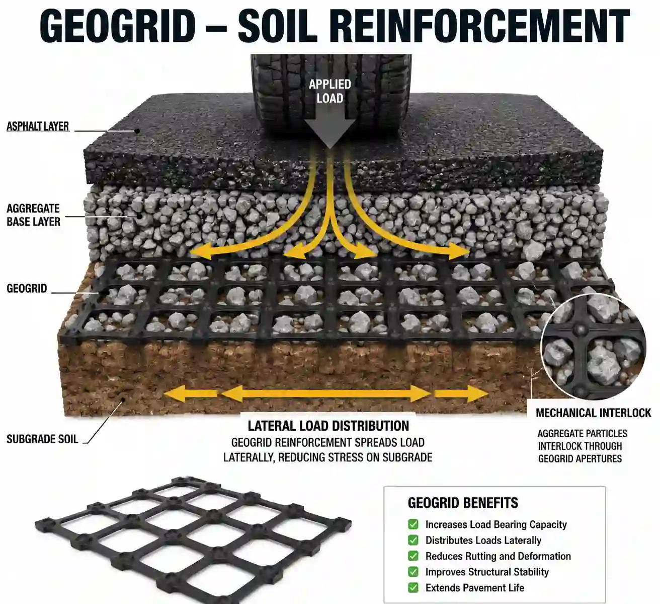 ژئوگرید (Geogrid) | تقویت مکانیکی خاک در جاده سازی، دیوار حائل و خاکریز