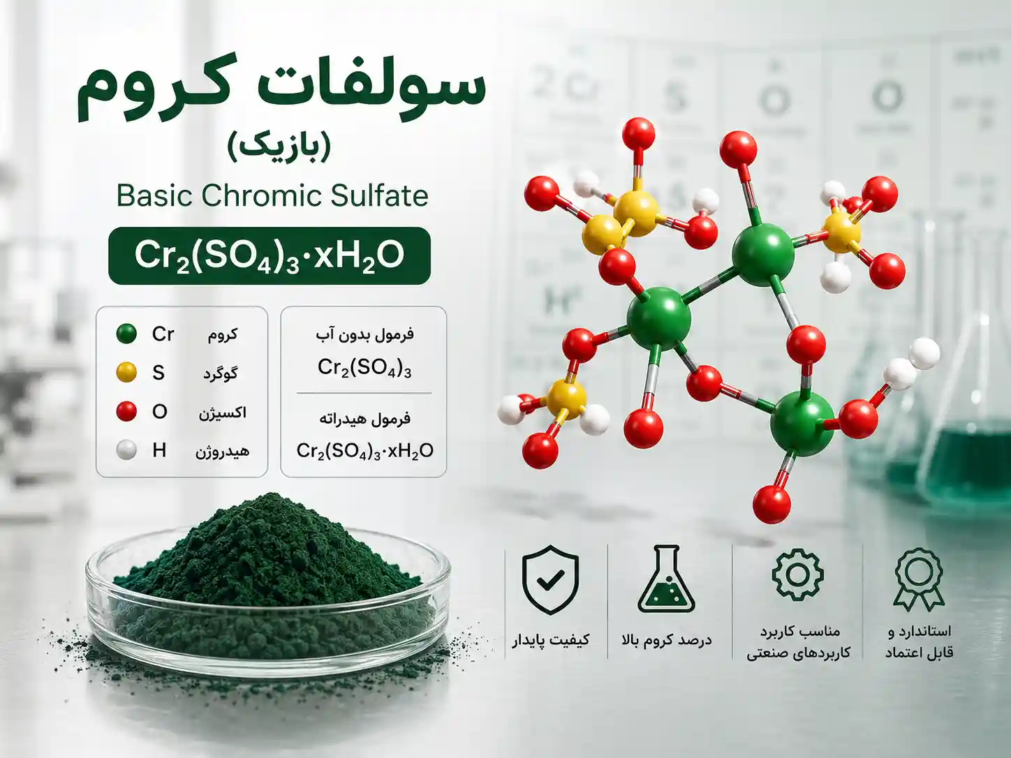 فرمول شیمیایی کروم سه سولفات و تفاوت آن با سولفات کروم بازیک