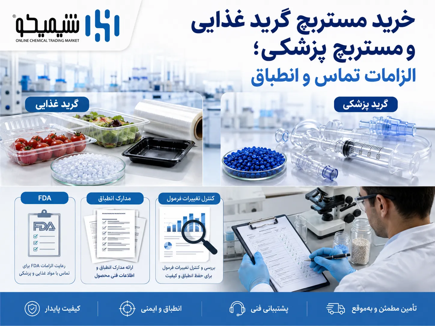 خرید مستربچ گرید غذایی و مستربچ پزشکی؛ الزامات تماس و انطباق