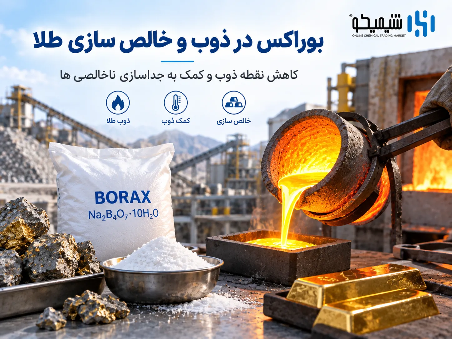 رسوب و بازیابی طلا با متابی سولفیت، سولفات آهن و پودر روی