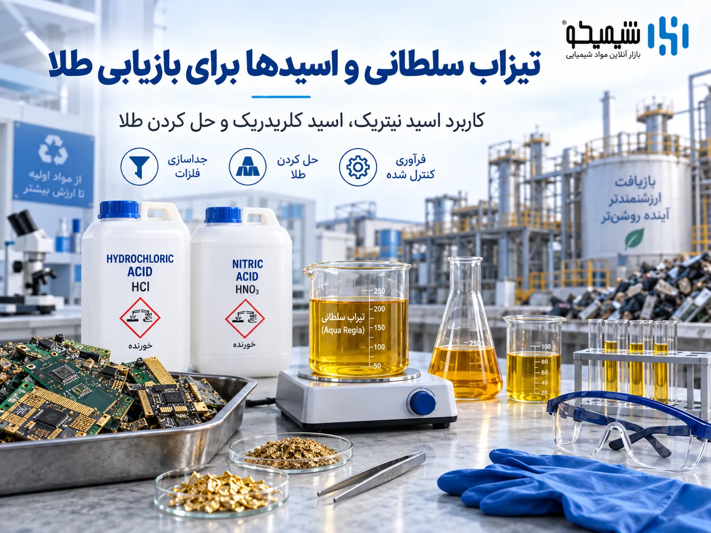 تیزاب سلطانی در پالایش طلا؛ کاربردها و محدودیت های صنعتی