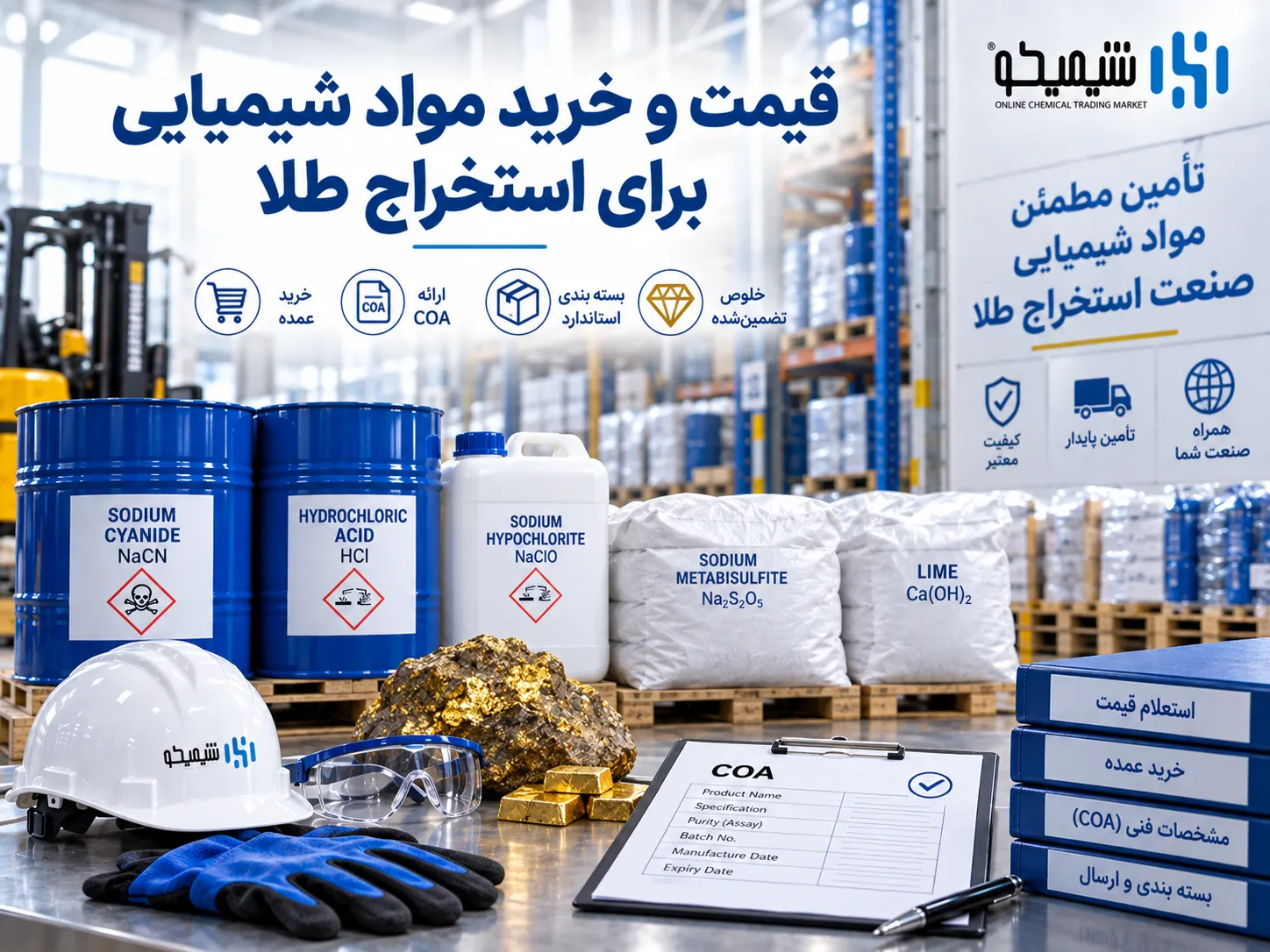 خرید مواد شیمیایی برای استخراج طلا؛ COA، خلوص و سفارش عمده