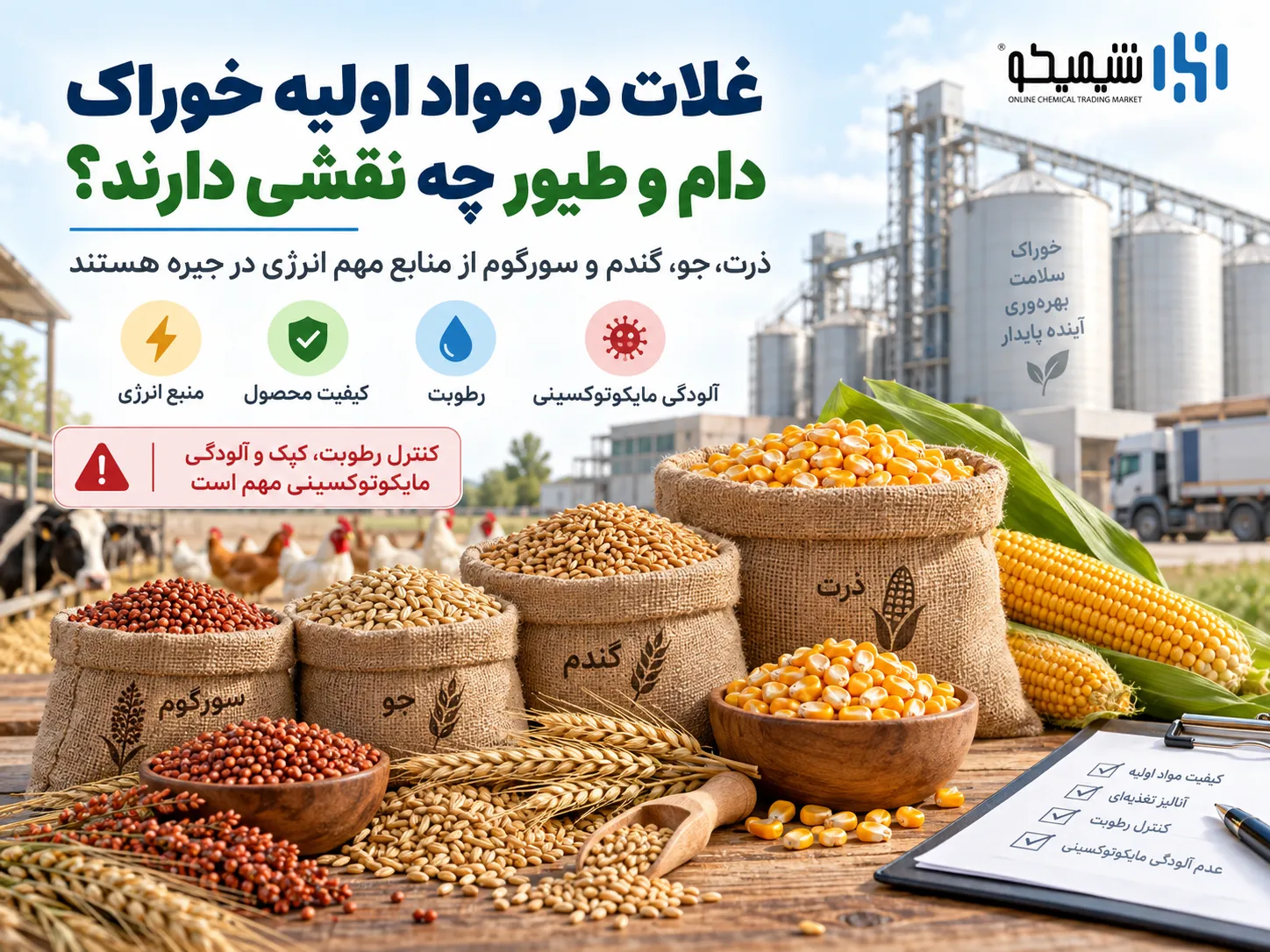 غلات در مواد اولیه خوراک دام و طیور چه نقشی دارند؟