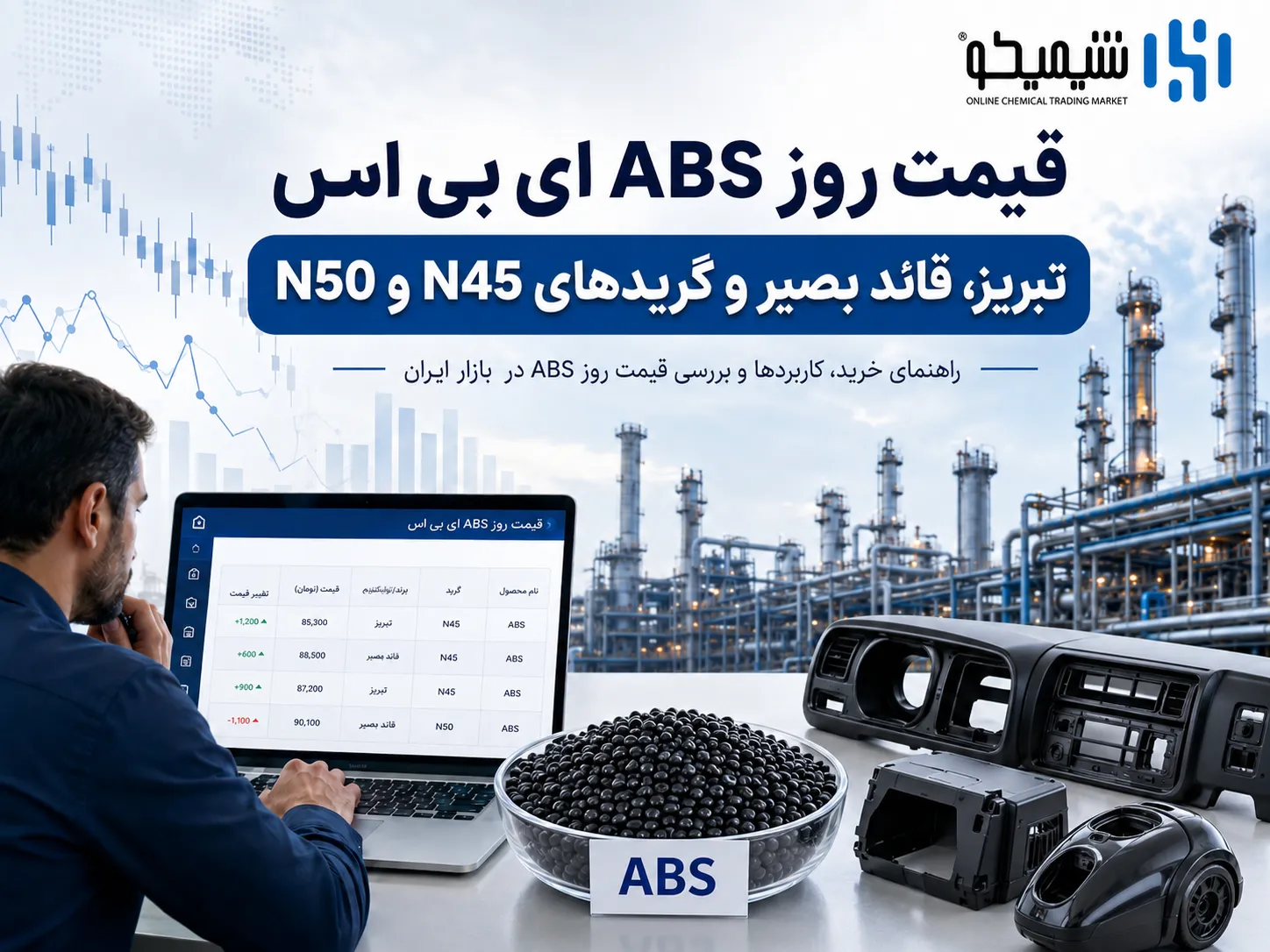 قیمت روز ABS ای بی اس؛ تبریز، قائد بصیر و گریدهای N45 و N50