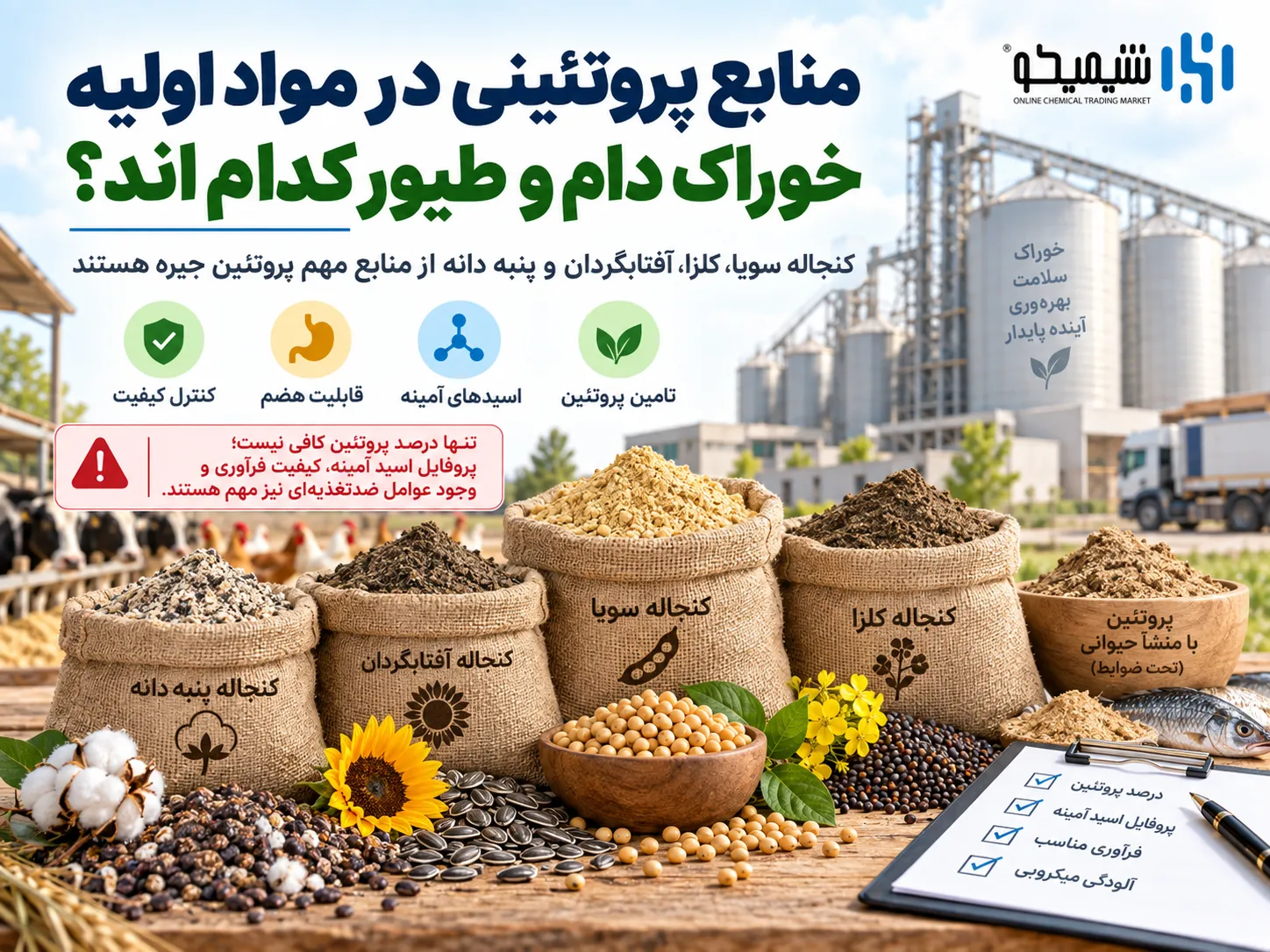 منابع پروتئینی در مواد اولیه خوراک دام و طیور کدام اند؟
