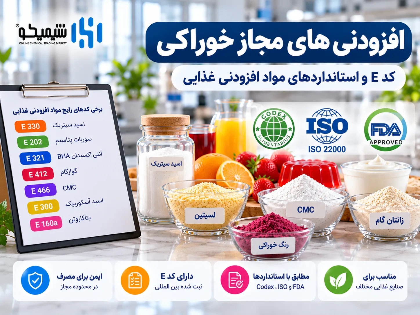 افزودنی های مجاز خوراکی، کد E و استانداردهای مواد افزودنی غذایی