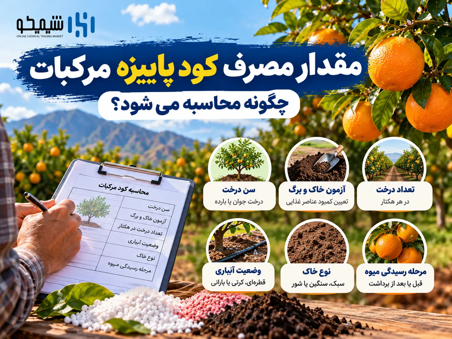 مقدار مصرف کود پاییزه مرکبات چگونه محاسبه می شود؟