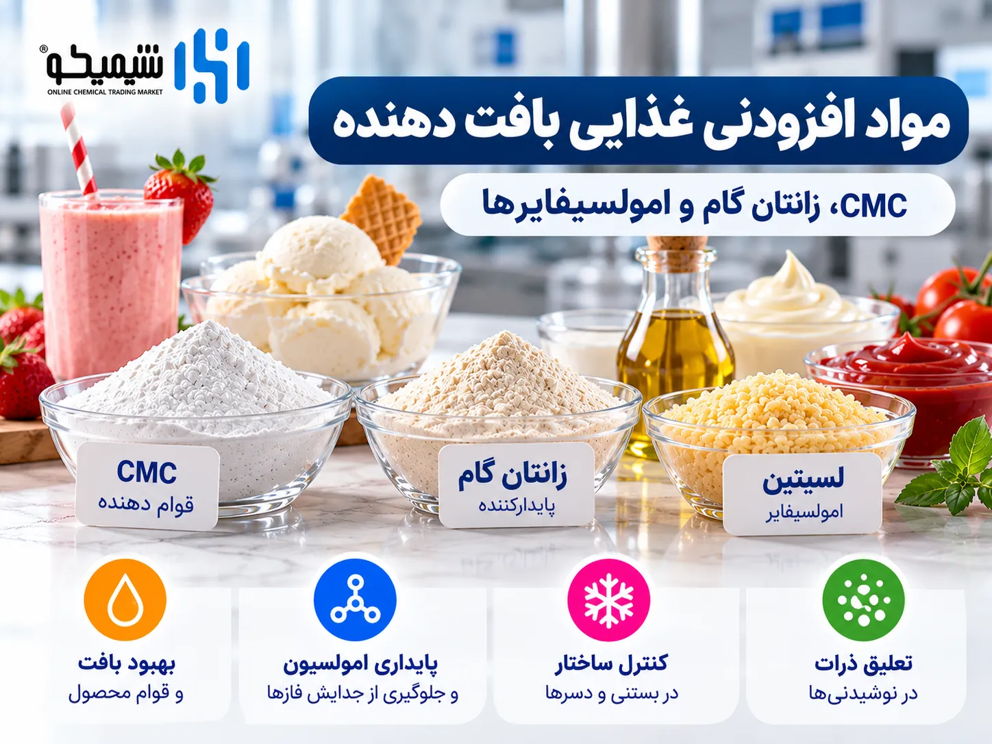 مواد افزودنی غذایی بافت دهنده؛ CMC، زانتان گام و امولسیفایرها