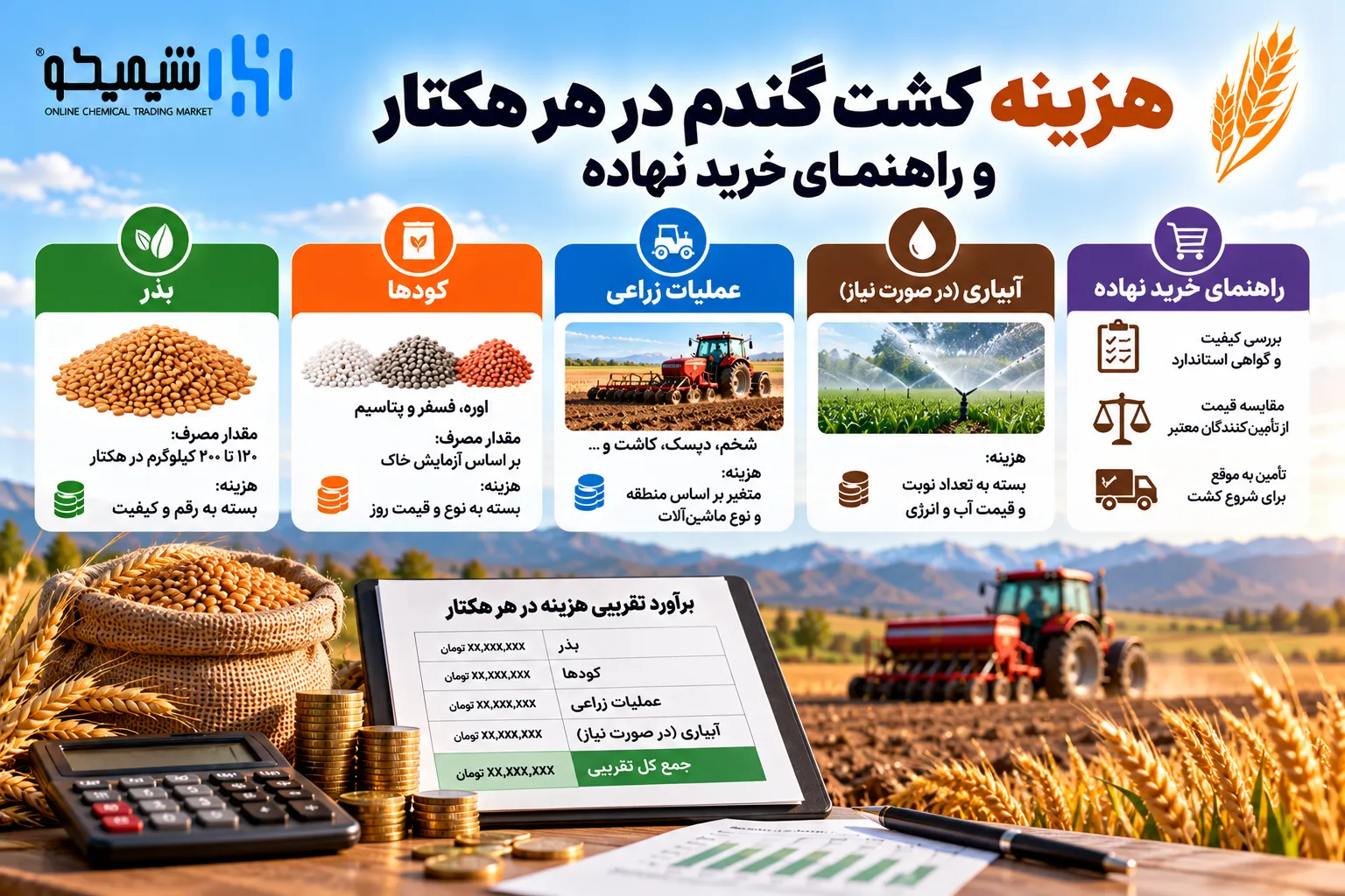 هزینه کشت گندم در هر هکتار و راهنمای خرید نهاده