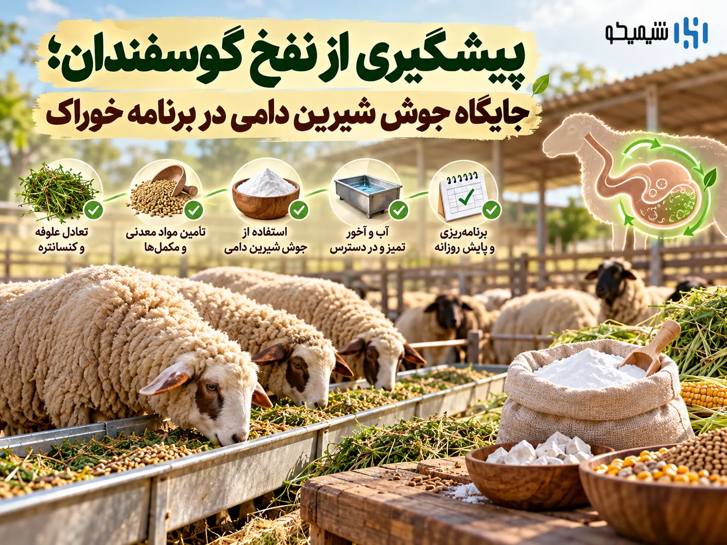 پیشگیری از نفخ گوسفندان؛ جایگاه جوش شیرین دامی در برنامه خوراک