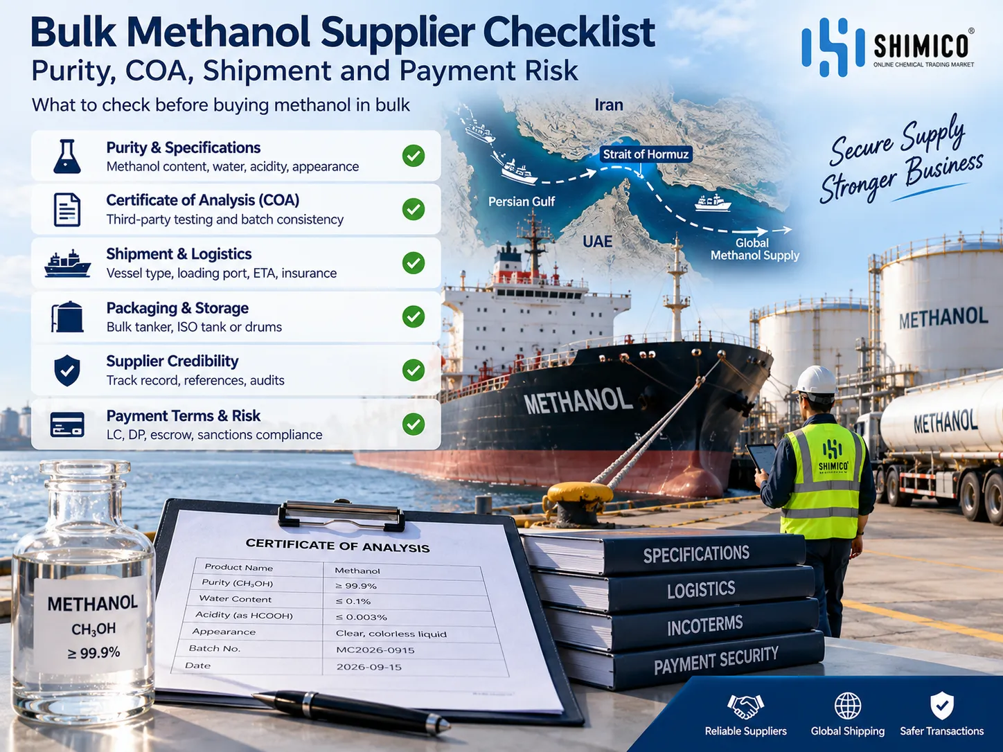 Bulk Methanol Supplier Checklist Purity, COA, Shipment and Payment Risk_