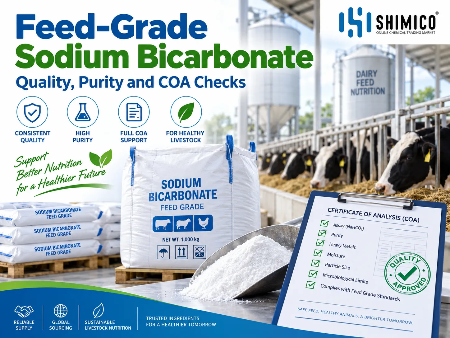 Feed-Grade Sodium Bicarbonate for Dairy Cows