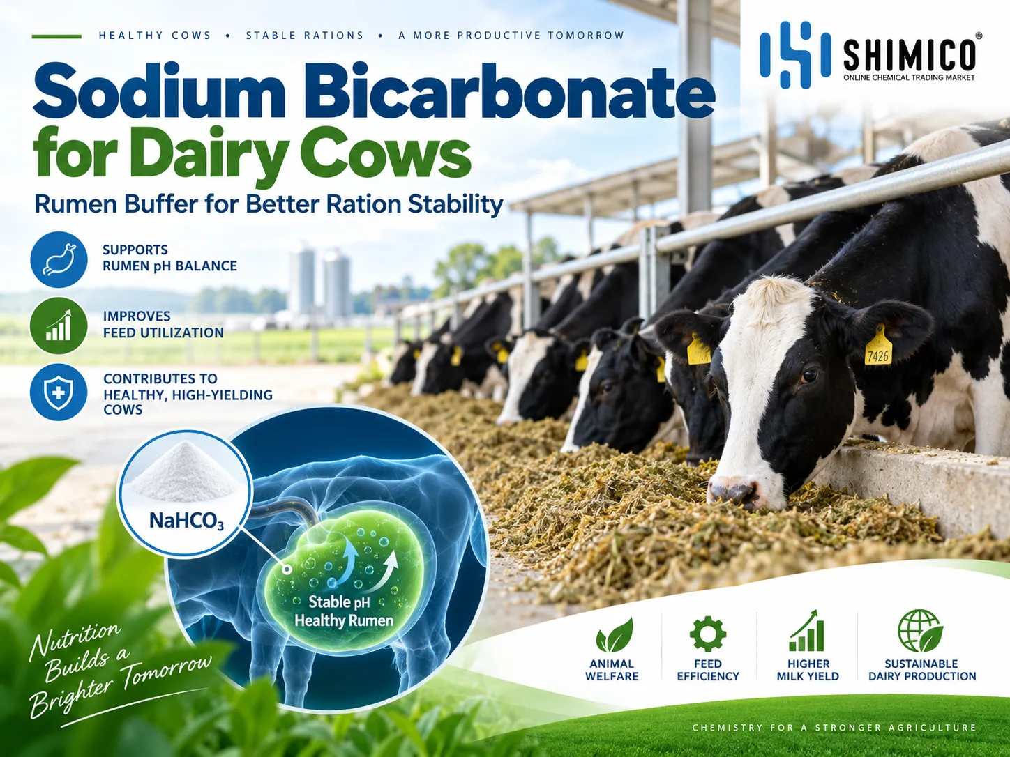 Sodium Bicarbonate for Dairy Cows: Rumen Buffer, Dosage, Milk Fat