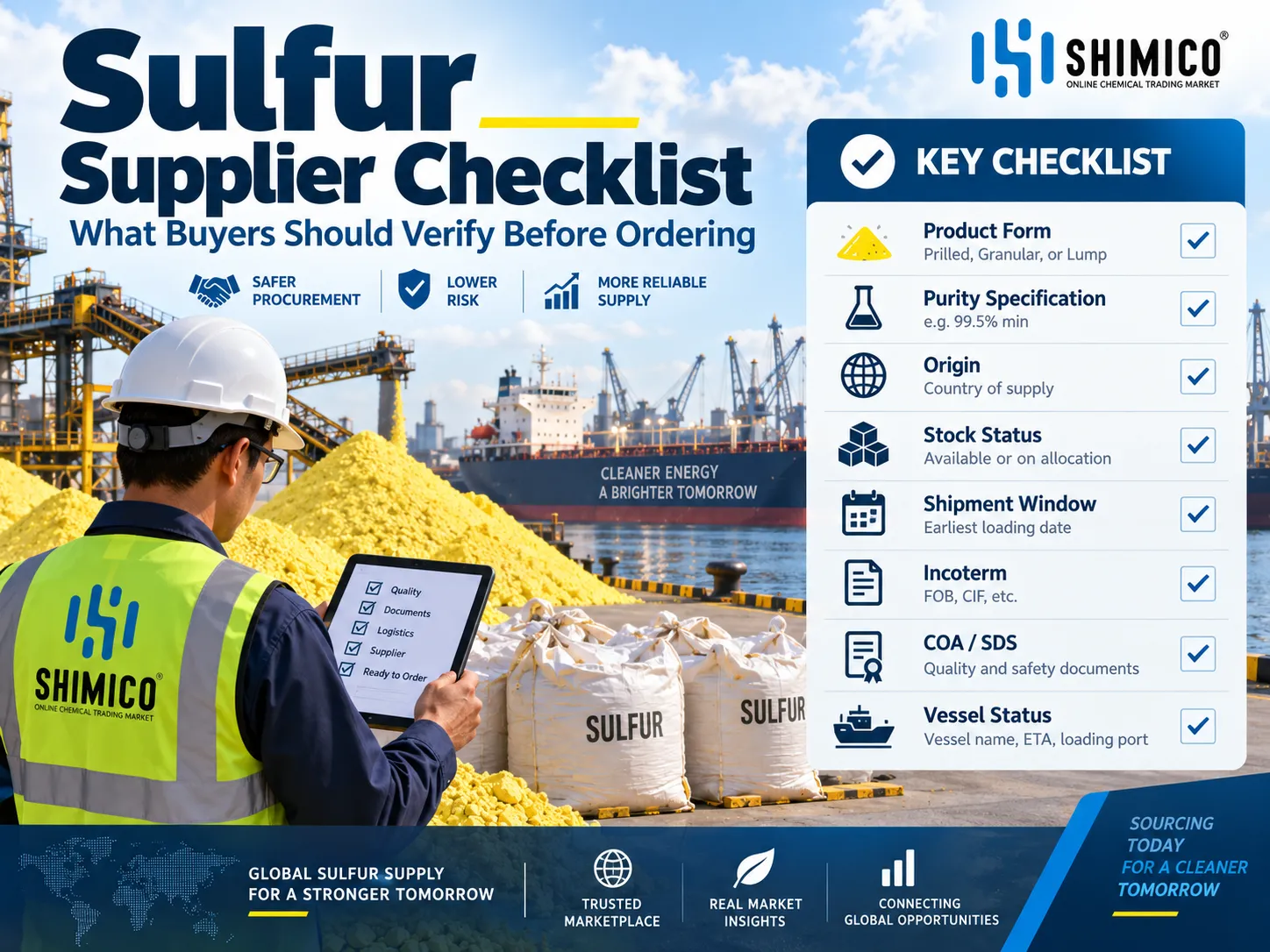 Sulfur Supplier Checklist for Price and Shipment Risk