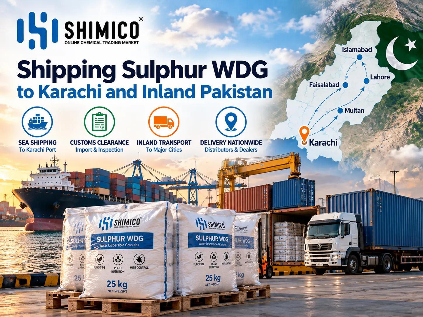 Shipping Sulphur WDG to Karachi and Inland Pakistan