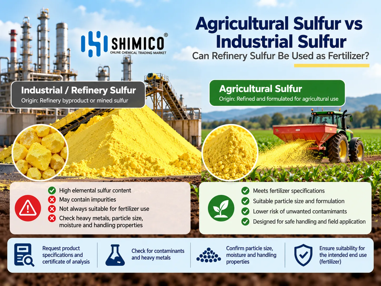 Agricultural Sulfur vs Industrial Sulfur: Can Refinery Sulfur Be Used as Fertilizer?