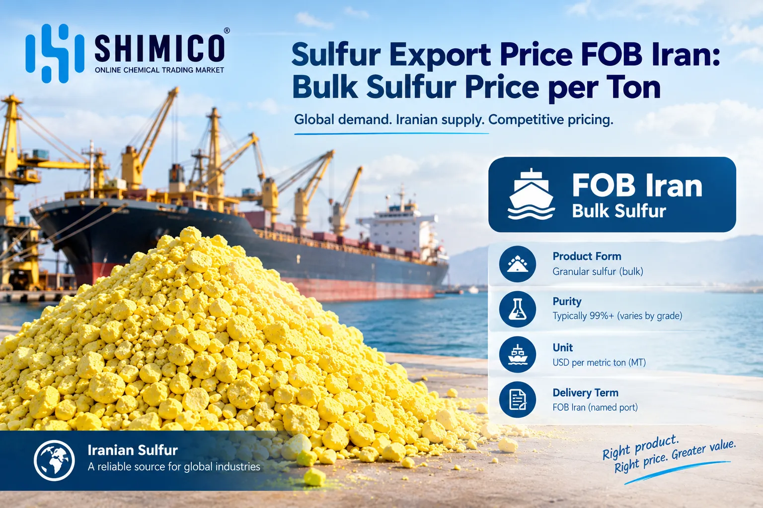 Sulfur Export Price FOB Iran: Bulk Sulfur Price per Ton