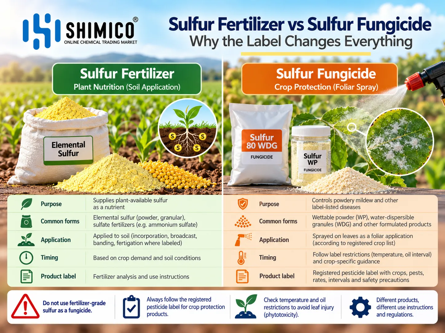 Sulfur Fertilizer vs Sulfur Fungicide: Why the Label Changes Everything