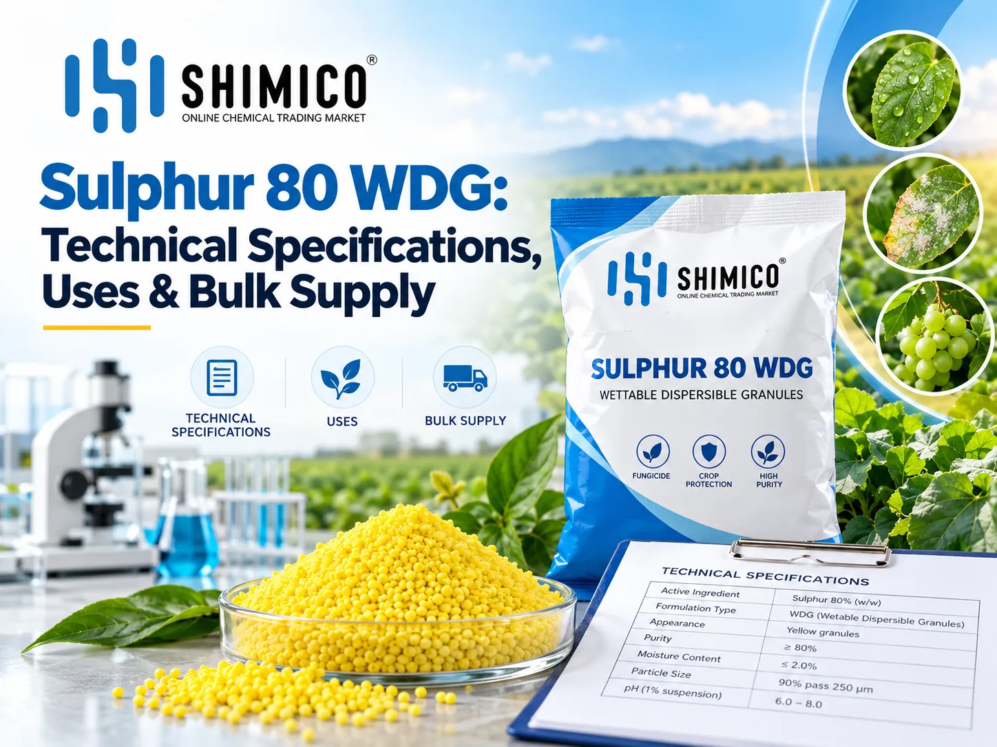 Sulphur 80 WDG: Technical Specifications, Uses & Bulk Supply